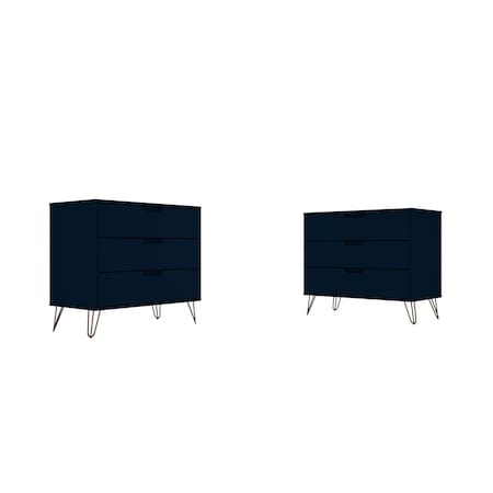 Manhattan Comfort Rockefeller Dresser in Tatiana Midnight Blue, PK2 2-103GMC4